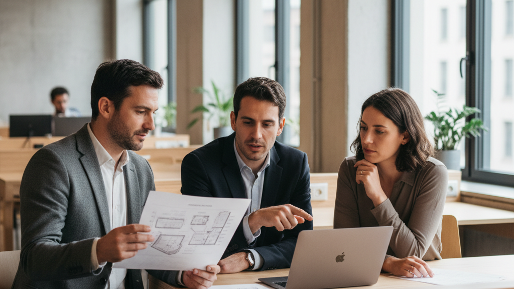 Réunion entre avocats et entrepreneurs pour choisir un statut juridique
