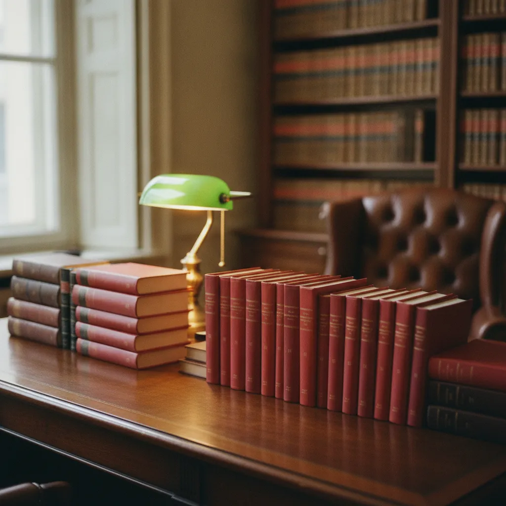 Codes juridiques et ouvrages de droit des affaires dans un cabinet bordelais