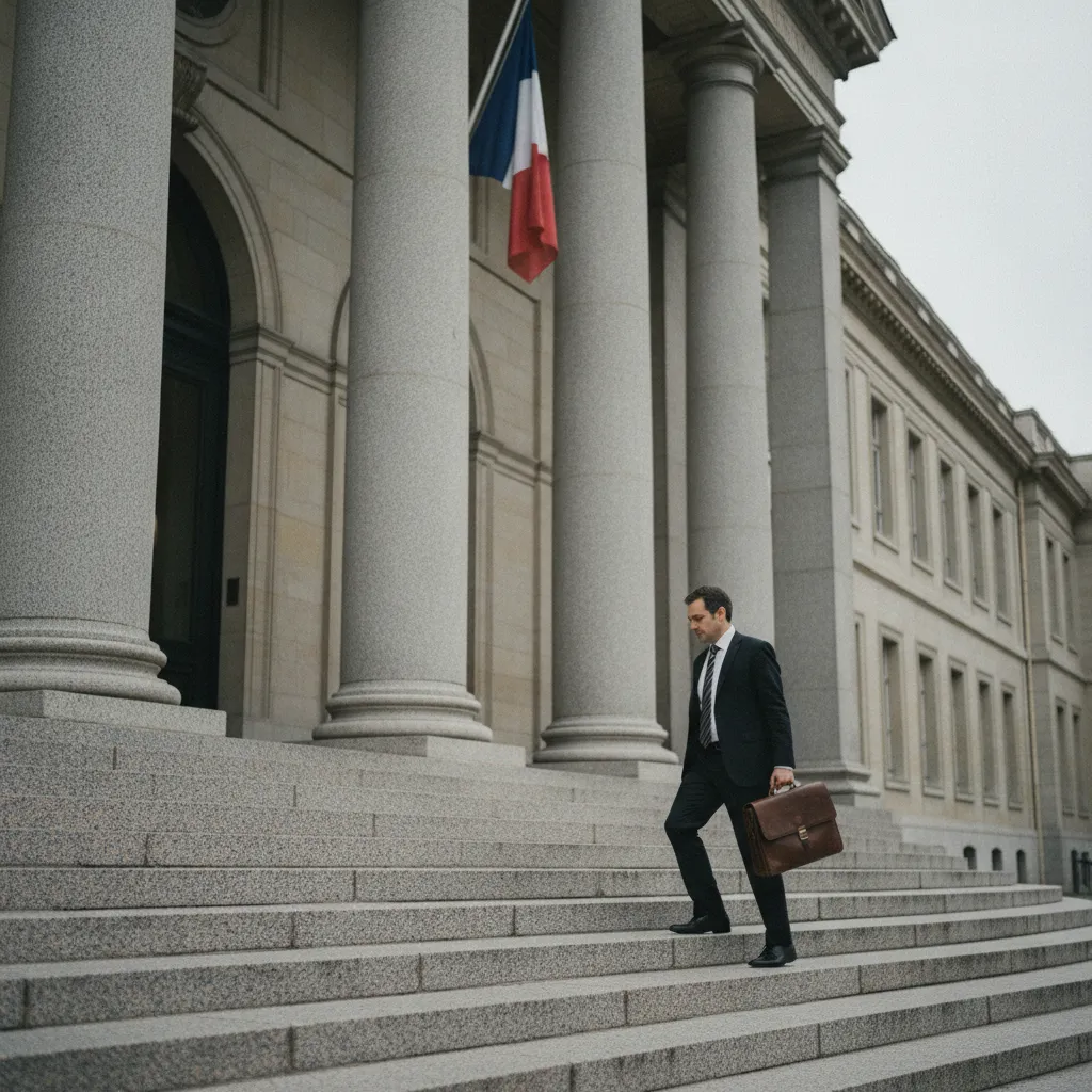 Un avocat fiscaliste se rendant au tribunal administratif pour un contentieux fiscal