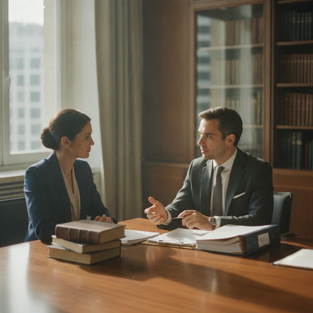 Consultation entre un avocat en droit fiscal et son client dirigeant d'entreprise