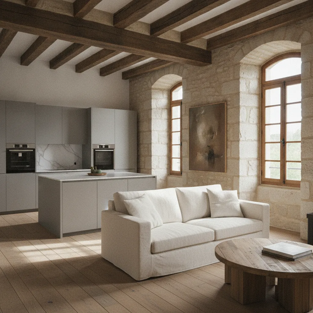 Appartement rénové dans un immeuble historique après une opération de restauration Malraux