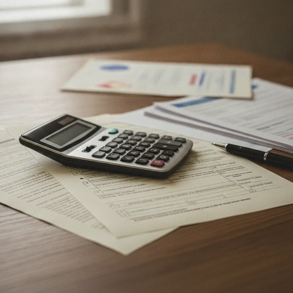 Documents fiscaux et calculatrice pour le suivi du chiffre d'affaires