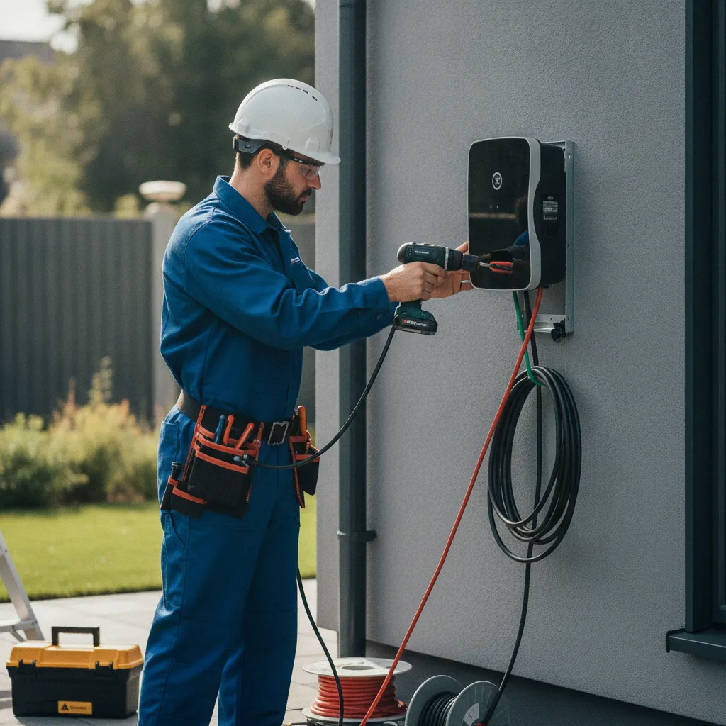 Installation d'une borne de recharge par un électricien certifié IRVE